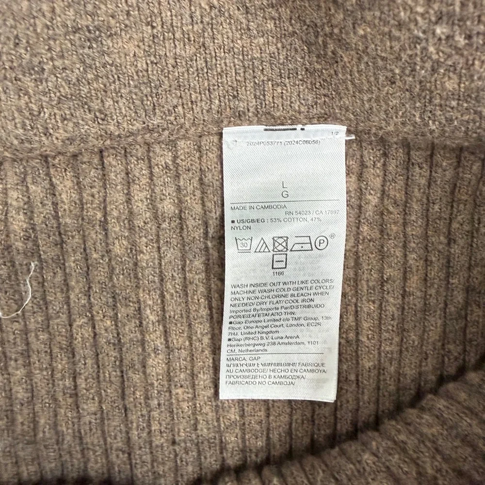 Gap Womens Brown Ribbed Knit Midi Skirt Elastic Waist Cotton Blend Size Large